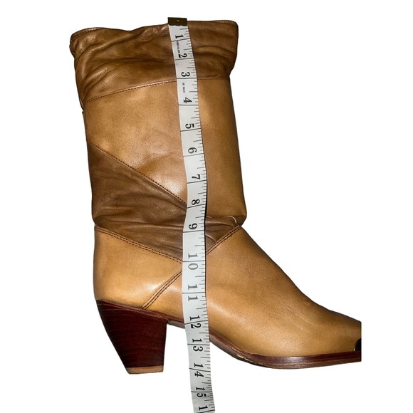 Vintage 70's Zodiac tan leather western calf boots. NEW Women's size 8.5 - Picture 10 of 11